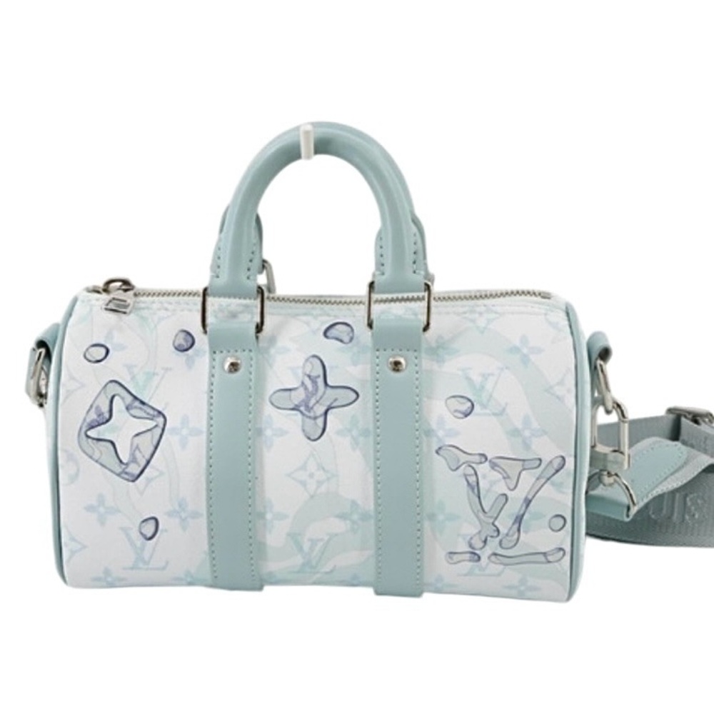 ✨🛍️ Louis Vuitton Monogram Aquagarden Keepall Bandouliere 25 Crystal Blue